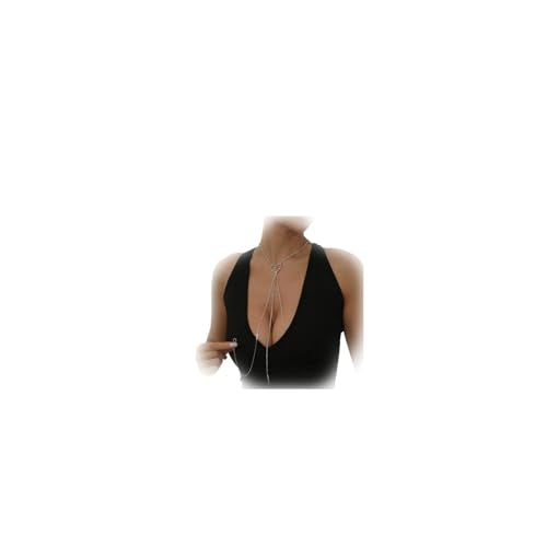 Rhinestone Bra Chain Jewelry Sexy Non Piercing Nipple Chain Necklace Crystal Heart Chest Chain Bikini Nipple Jewelry for Women - color: Gold