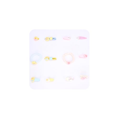 Hair Clips for Women, Acrylic Resin Hair Accessories set with Hairbands Colored Hair Ties, Flower, Rainbow, Little Bear Clips Cute pattern for Birthday Prom Cosplay Party (pink Love yellow Doughnut) - color: pink Love yellow Doughnut