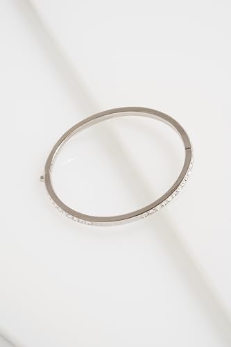 Ted Baker London Claudia Narrow Crystal Hinged Bangle Bracelet for Women - color: Silver/Crystal