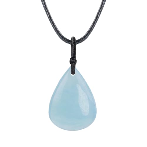 Teardrop Gemstone Necklaces for Women, Healing Crystal Pendant Necklace Birthstone Jewelry for Women - color: Aquamarine