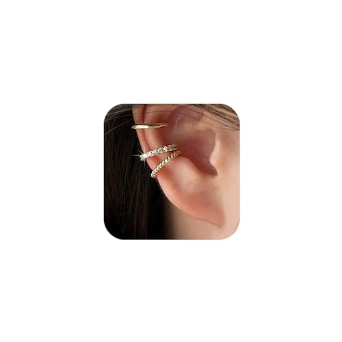 3 Pcs Ear Cuffs Non Piercings Set for Women Teen Gifts Trendy Stuff Jewelry - color: Gold