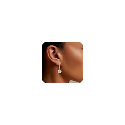 Pearl Earrings for Women, 14k Gold Plated Trendy Diamond Pearl Drop Earrings Hypoallergenic Dainty Bridal Gifts Wedding jewelry for Women - color: Silver-Pearl Style D