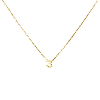 Number Necklace for Women Dainty 18K Gold Plated Pendant Necklace Charm Birth Month Personalized Jewelry Birthday Gift - color: GOLD, style: Number 3