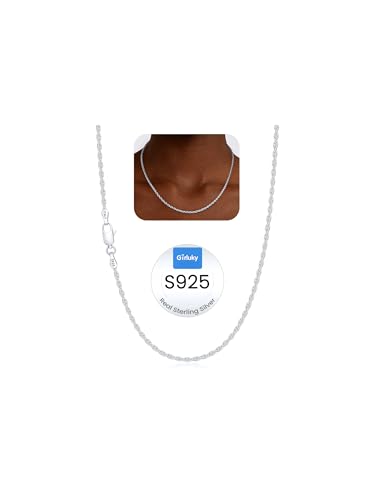 1.5mm 2mm Rope Chain 925 Sterling Silver Chain Necklace for Women, Durable Sturdy Women's Chains Necklace, 16 18 20 22 24 26 Inch