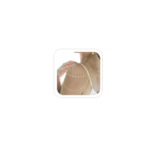 Rhinestone Shoulder Jewelry Bridal Wedding Shoulder Necklace Chain Festival Rave Party Outfit Accessories for Women Statement Body Chain