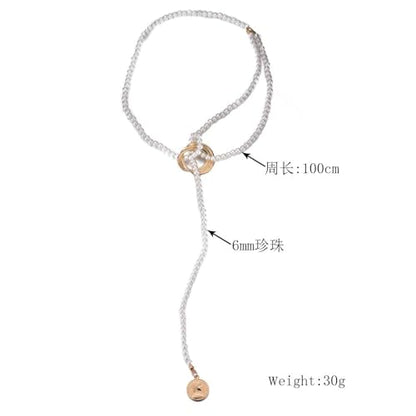 Dainty Lariat Pearl Necklace for Women, Long Gold Minimalist Charm Jewelry, Elegant Pearl Pendant Necklace Gift - color: K-Gemini pendant necklace