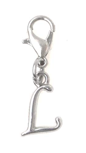 Initial Italic Cursive Stainless Steel Clasp Clip on Charm Graduation Cap Tassel Event Party Invitation Card Baby Shower Birthday Thank You Celebration Personalized Congratulations Choice of 26 Letters - style: Letter L