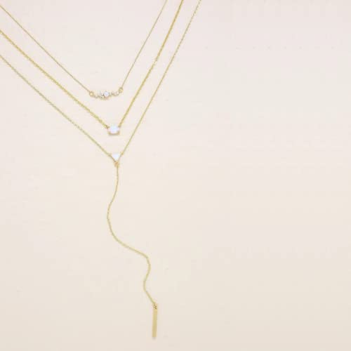Ettika Lariat Necklace for Women. Gold Drop Necklace, Necklaces for Women. 18K Gold or Rhodium Plated Chain. Trendy Jewelry - color: N1949 Gold