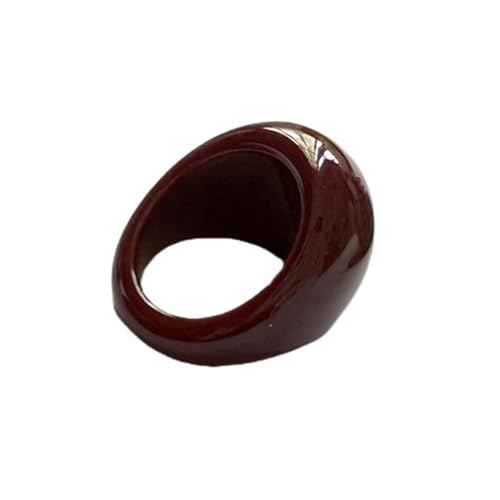 Y2k Colorful Chunky Resin Acrylic Thick Wide Dome Plastic Exaggerated Aesthetic Knuckle Rings for Women Vintage Minimalist Finger Joint Funny Cute Statement Jewelry - color: dark red