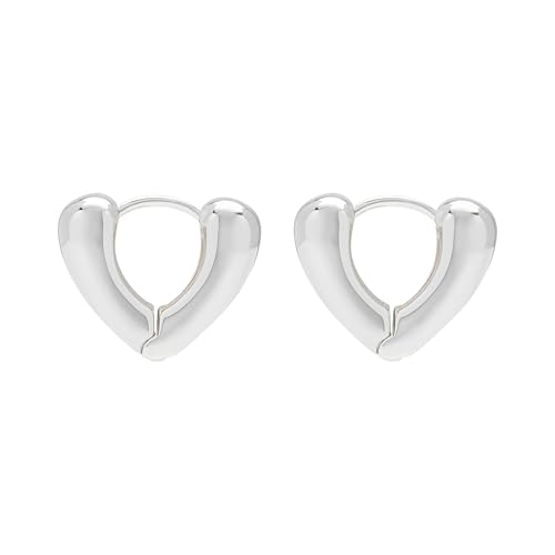 Heart Shaped Hoop Earrings for Women | 14k Gold Silver Plated, Small Heart Earring, Huggie Hoops, Lightweight, Jewelry Gifts - color: 02Heart-Silver