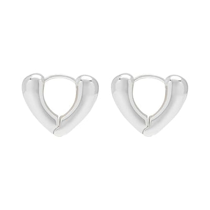 Heart Shaped Hoop Earrings for Women | 14k Gold Silver Plated, Small Heart Earring, Huggie Hoops, Lightweight, Jewelry Gifts - color: 02Heart-Silver