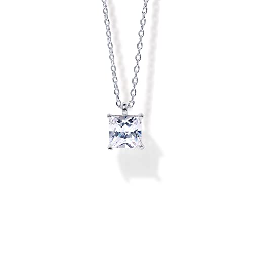 PAVOI 14K Gold Plated Cubic Zirconia Diamond Pendant Necklace for Women | Adjustable Slider - style: Princess 6.5mm