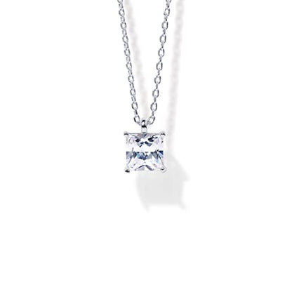 PAVOI 14K Gold Plated Cubic Zirconia Diamond Pendant Necklace for Women | Adjustable Slider - style: Princess 6.5mm