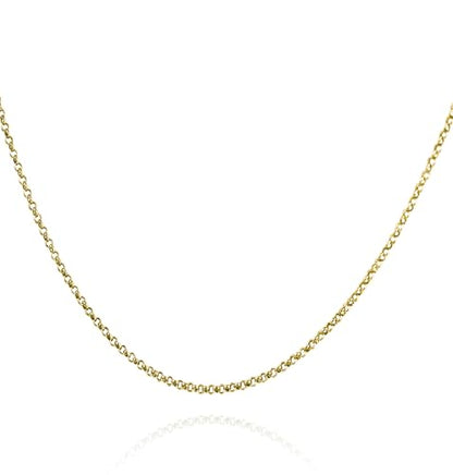 FashionJunkie4Life Gold Plated Sterling Silver Adjustable Rolo Chain | 1mm Chain Adjusts up to 24" with Lobster Clasp | Gold Plated Round Link Jewelry for Women & Men