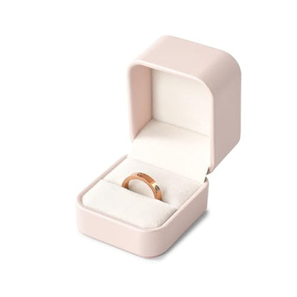 Oirlv Luxury Leather Jewelry Ring Box Engagement Ring Box Wedding Day Keepsake Case Bridal Photo(Pink) - color: Pink, size: Ring Box