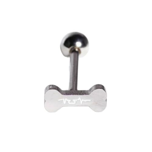 14G Cute Bone Tongue Rings for Women 316L Surgical Stainless Steel Tongue Straight Barbell Tongue Body Piercing Jewelry - color: White