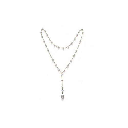 Long Pearl Bead Back Chain Necklace for Backless Dress Bridal Wedding Pearl Backdrop Festival Body Chain Jewelry for Women - color: Gold