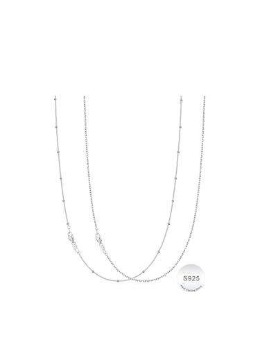 IIEFWELL S925 Sterling Silver Chain Necklace for Women - 1.2/0.8mm Satellite Bead Cable Box Chains Necklace Set, Hypoallergenic Sturdy Women's Silver Chain Necklaces, 16/18/20/22 Inches Jewelry Gifts - color: Cable + Satellite, size: 18 Inch (Women's Aver