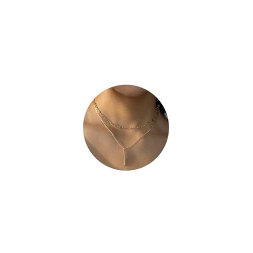Layered Necklaces for Women - 14K Dainty Gold Plated Layering Chokers Necklaces Set Multilayer Delicate Necklace Trendy Adjustable Long Layered Necklaces for Women - style: 20 Bar Necklace