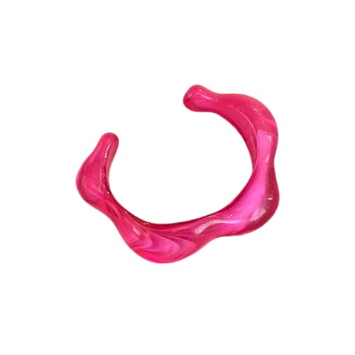Dopamine Open Cuff Bangle Bracelet Macaron Dyed Acrylic Chunky Bracelet Resin Geometric Wide Wristband Fashions Thick Acetate Statement Jewelry - color: red
