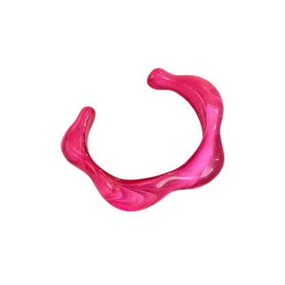 Dopamine Open Cuff Bangle Bracelet Macaron Dyed Acrylic Chunky Bracelet Resin Geometric Wide Wristband Fashions Thick Acetate Statement Jewelry - color: red