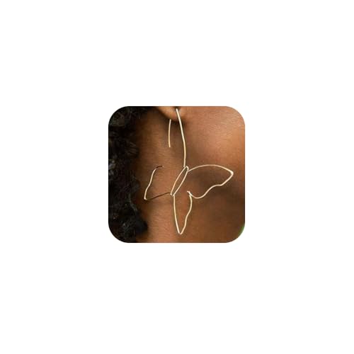 Fashion Women Bohemian Gold Big Butterfly Earrings Tassels Long Chain Drop Dangle Earrings for Women