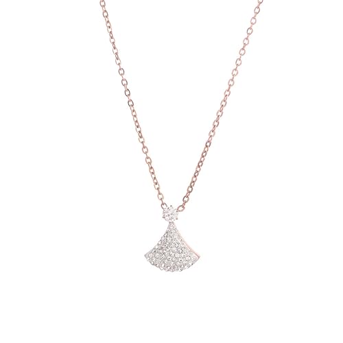 925 Sterling Silver Necklace for Women Trendy, Charming Layered Necklace with Cubic Zirconia Pendant for Her Womens Dainty Diamond Choker Necklaces Holiday Jewelry Gifts for Mom Wife Daughter Lover - color: Dress Pendant Necklace-White01