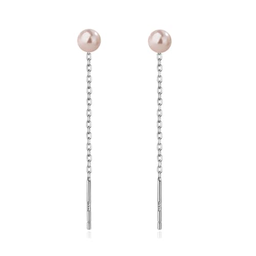 925 Sterling Silver Dangle Earrings with Charms Heart, Water drop, Moon, Star Long Drop Earring for Women Jewelry Gifts Hypoallergenic - color: pearl pink