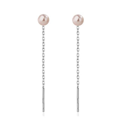 925 Sterling Silver Dangle Earrings with Charms Heart, Water drop, Moon, Star Long Drop Earring for Women Jewelry Gifts Hypoallergenic - color: pearl pink