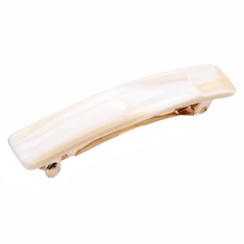 French Amie Bar Small 2 1/4 Inch Cellulose Acetate Hair Barrette | Handmade Cellulose Acetate Rectangular Shape For Women Girls Teens Everyday Style - color: Ivory