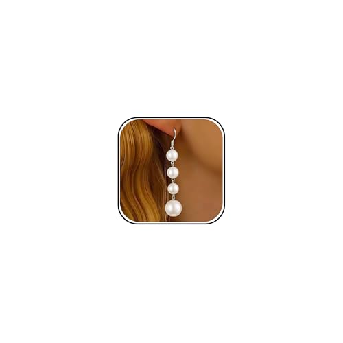 Pearl Drop Earrings for Women Trendy Long Pearl Wedding Earrings for Brides Statement Earring for Women Daily Party Dress Accessories - color: E1