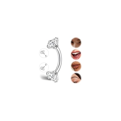 G23 Titanium Rook Piercing jewelry 16G Eyebrow Rings Curved Navel Barbell | Internally Threaded Dainty Helix Earrings Curved Barbell Small Belly Button Rings for Women - color: B, size: Length:6mm