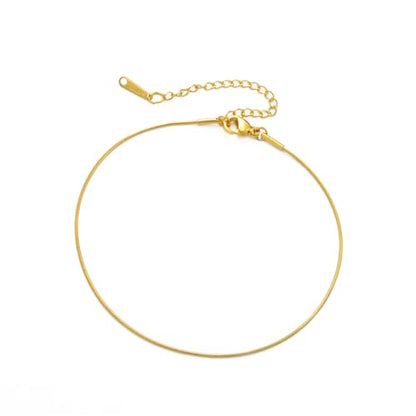 Amaxer Adjustable Stainless Steel Snake Chain Ankle Bracelet 0.04in Width Foot Chain for Women Beach Holiday Summer Vacation Jewelry - color: gold