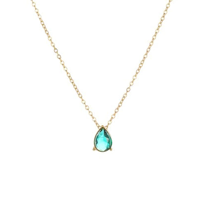 Cubic Zirconia Necklaces for Women 18K Gold Plated Tear drop Necklace Dainty Layered CZ Lariat Diamond Necklace - color: Green Teardrop-Gold