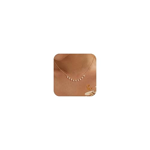 Pearl Necklaces for Women Trendy,14k Gold Plated Pearl Pendant Necklace Dainty Wedding Necklace Small Cute Gold Choker Necklace for Women Non Tarnish Gold Prom Jewelry Fashion Bridesmaids Gifts - color: GD-Lips pearl necklace