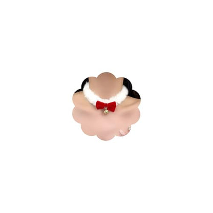 CJIAYUJEW Red Bow Velvet Choker Necklace Sexy Faux Fur Collar Bowtie Long Wrap Rope Neck Chain with Gold Pendant Bell Party Neck Accessories for Women - color: A