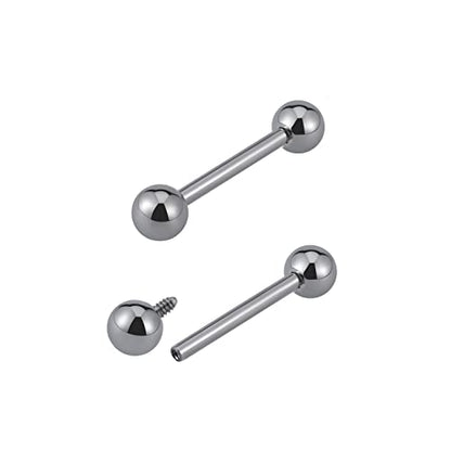 14G ASTM F136 Titanium Straight Barbell Rings for Nipple/Tongue/Dimply/Industrial - Internally Threaded Hypoallergenic Body Piercing Jewelry Gift for Women & Men, Nickel Free, Lead-Free - color: 14G(1.6mm), 1/2"(12mm), 5mm top