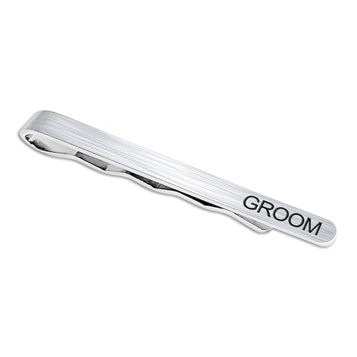 LADY & HOME Tie Clips for Men, Stainless Steel Tie Bars Gifts for Groom, Groomsmen, Father of Groom, Father of Bride, Brother of Bride - style: I:GROOM
