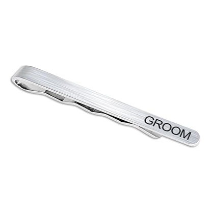 LADY & HOME Tie Clips for Men, Stainless Steel Tie Bars Gifts for Groom, Groomsmen, Father of Groom, Father of Bride, Brother of Bride - style: I:GROOM