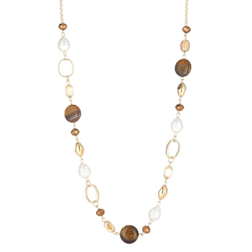 Long Gold Necklaces for Women Trendy Beaded Chain Necklace Chunky Costume Jewelry Gifts for Her - color: Tiger's Eye