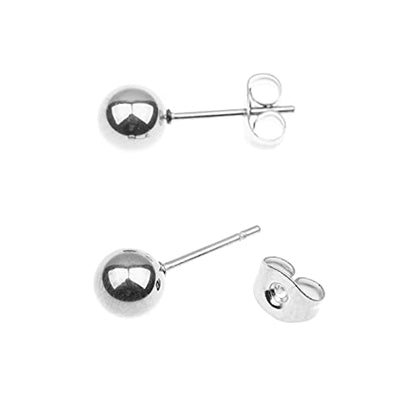 Stainless Steel Earrings Hypoallergenic Earrings, Ball Stud Silver Stud Earrings Set for Women Men Girls, Nickel Free Earrings - style: 5pairs(2-6mm)