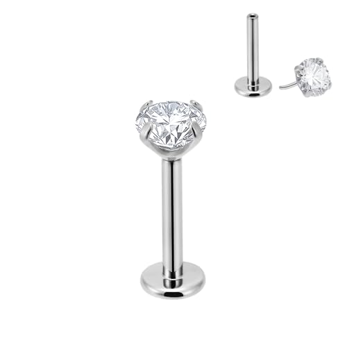 20g/18g/16g Titanium Press Fit Threadless Push in Labret Stud