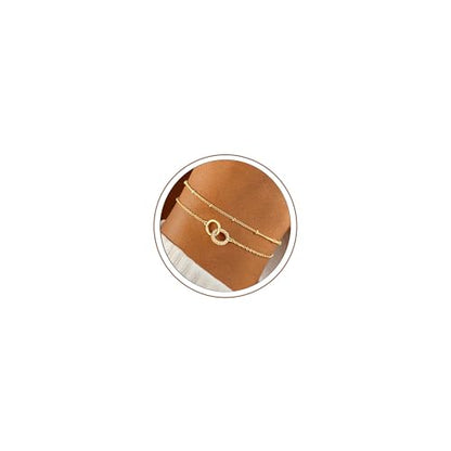Turandoss 14K Gold Plated Interlocking Circle Bracelet Gifts for Women | Cubic Zirconia Circles Bracelets, Layered Twisted Circle Bracelet for Women, Trendy Jewelry Gifts - color: CZ Interlock Bracelet