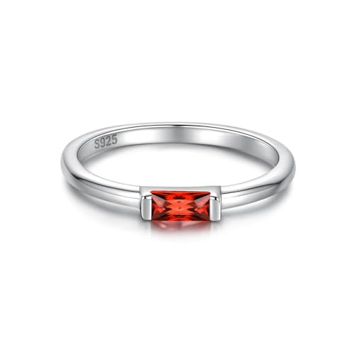 Sariel Birthstone Rings Jewelry 925 Sterling Silver Colorful Stackable Promise Ring for Women Wife Girlfriend Mom - color: January