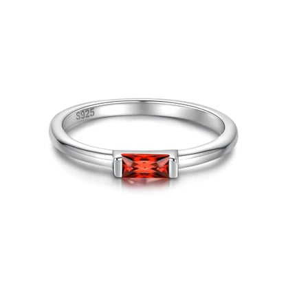 Sariel Birthstone Rings Jewelry 925 Sterling Silver Colorful Stackable Promise Ring for Women Wife Girlfriend Mom - color: January