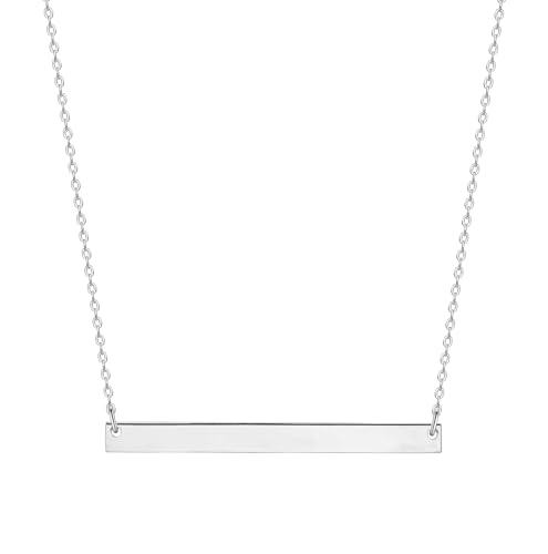 Dainty 18K Gold Plated Horizontal Bar Necklace for Women, Minimalist Tiny Stick Pendant Adjustable Layering Daily Jewelry Gift - color: Flat Bar