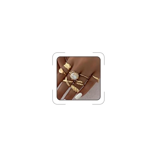Chunky Gold Rings for Women Rhinestone Stackable Knuckle Ring Set Open Adjustable Statement Ring Set Dainty Crown Cross Midi Rings Fashion Jewelry Gift for Women - color: Gold2