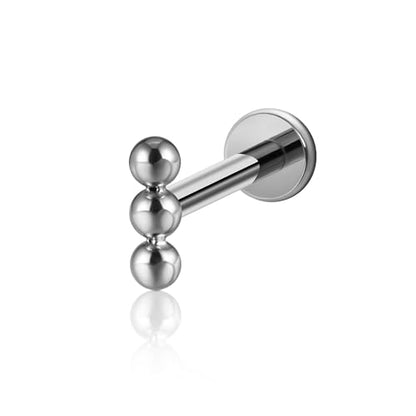 1PC ASTM F136 Titanium Mini Threadless Flat Back Stud 18G 6mm 8mm for Conch Helix Flat Tragus Labret - color: Linear Cluster - Tit