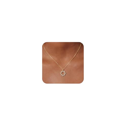 CHESKY Layered Necklaces for Women Trendy, Dainty 14k Gold Plated Pendant Necklace Layering Necklace for Women Non Tarnish Hypoallergenic Sun Gold Necklace Stack Gold Jewelry for Women Gifts - style: Sun-CZ