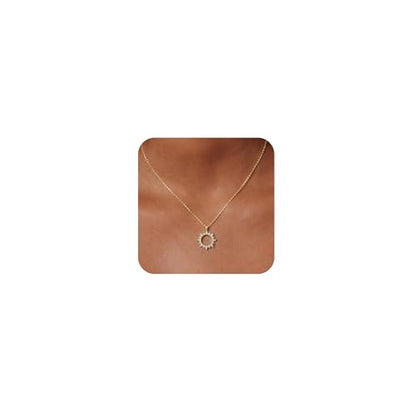 CHESKY Layered Necklaces for Women Trendy, Dainty 14k Gold Plated Pendant Necklace Layering Necklace for Women Non Tarnish Hypoallergenic Sun Gold Necklace Stack Gold Jewelry for Women Gifts - style: Sun-CZ